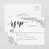 Branches à main dessinées Mariage carte postale RS (Devant / Derrière)