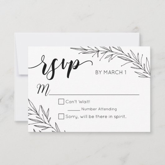 Branches à main dessinées Mariage RSVP (Devant)