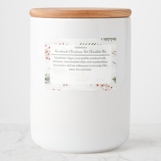 Branches and Berries Christmas Hot Chocolate Mix Voedselcontainer Etiket (Voorkant)