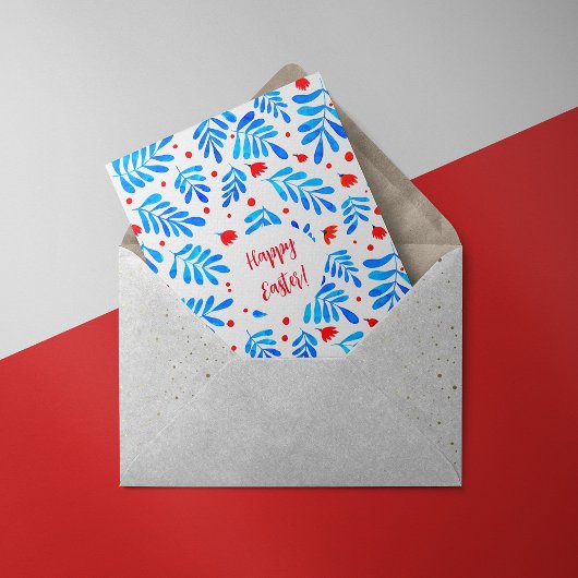 Branches aquarelle et fleurs Carte de Pâques