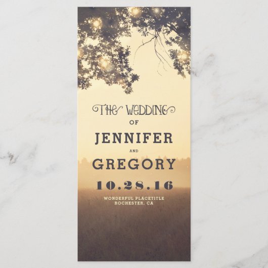 Branches Arbres Soirée d'été Programmes de mariage (Devant)