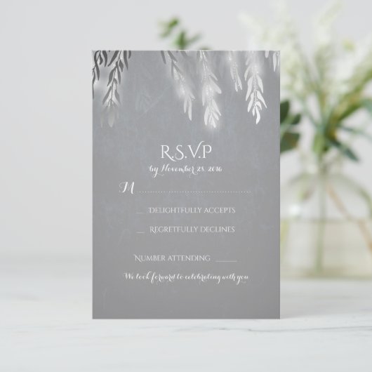Branches Argent Willow Tree Mariage Cartes RSVP (Debout devant)