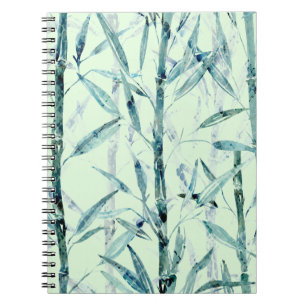 Branches bamboe, wit, groen, bladeren, bamboe notitieboek