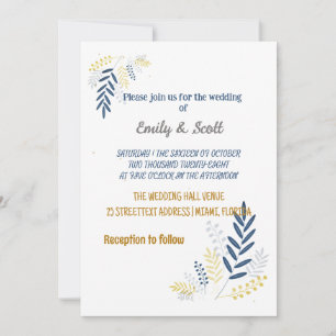 Branches bleu or Invitations de mariage