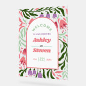 Branches boho rétro avec fleurs bienvenue mariage (Angle)