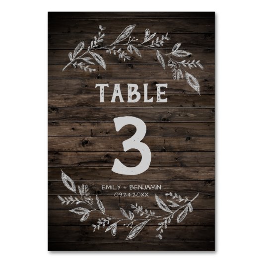 Branches courbes | Numéro de table en bois (Par défaut)