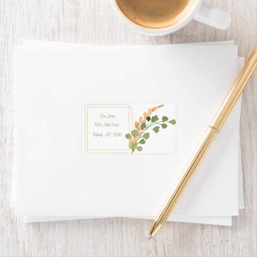 Branches d'aquarelle Étiquette de adresse. (En situation)