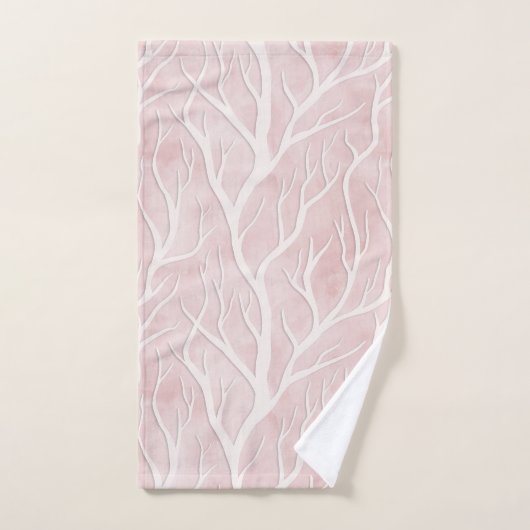 Branches d'arbre rose et crème (Serviette à main)