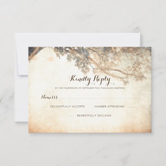 Branches d'arbre rustique Mariage extérieur RSVP (Devant)