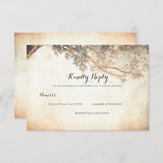 Branches d'arbre rustique Mariage extérieur RSVP (Devant / Derrière)