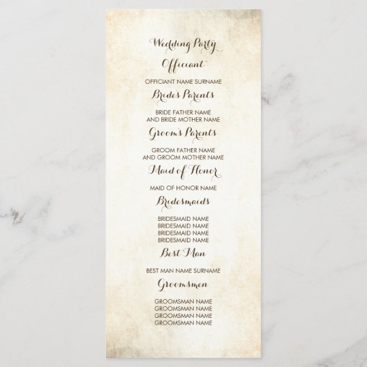 Branches d'arbre rustique Programmes de mariage ex (Dos)