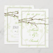 Branches de boudin avec oiseaux Blanc 7 vert RSVP (Devant / Derrière)