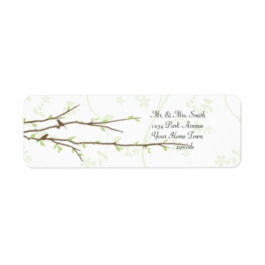 Branches de boudin avec oiseaux Étiquette de poste (Devant)