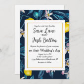 Branches de citron aux fleurs et invitation aux fr (Devant / Derrière)