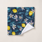 Branches de citron avec fleurs et fruits sur le bl (Gant de toilette)