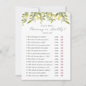 Branches de citron Devinez Qui Douche Carte De Jeu (Devant)