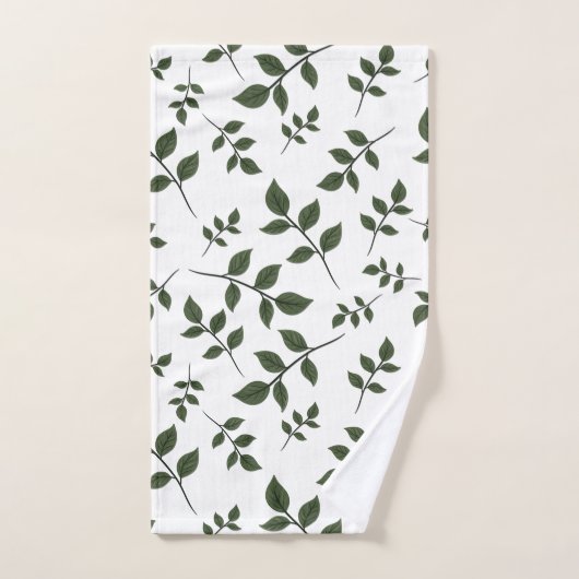 Branches de feuillage avec Feuilles verts en blanc (Serviette à main)