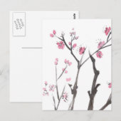Branches de fleurs de prune dans la carte postale (Devant / Derrière)