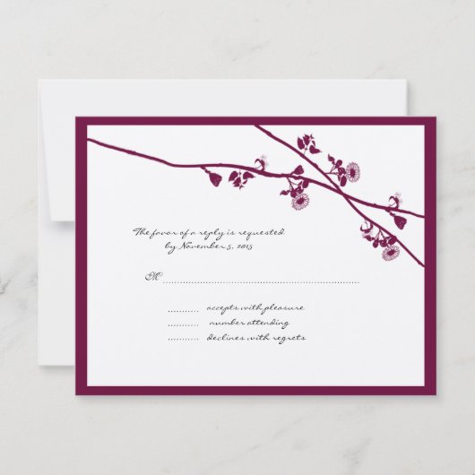 Branches de fleurs sauvages de prune Mariage RSVP (Devant)