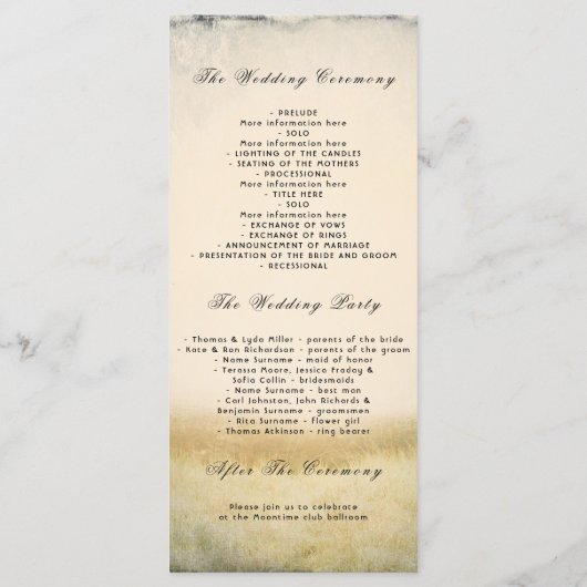 Branches de l'arbre d'automne Programmes de mariag (Dos)