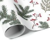 Branches de l'arbre d'hiver de Noël Papier cadeau (Coin rond)