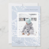 Branches de neige bleu et blanc Carte photo de vac (Devant)