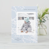 Branches de neige bleu et blanc Carte photo de vac (Debout devant)