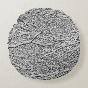 Branches de neige Coussin rond