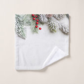 Branches de pin enneigées Noël (Gant de toilette)
