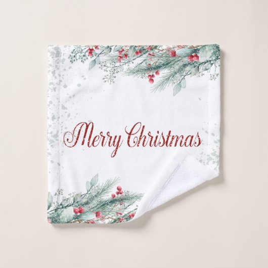 Branches de pins Baies rouges (Gant de toilette)