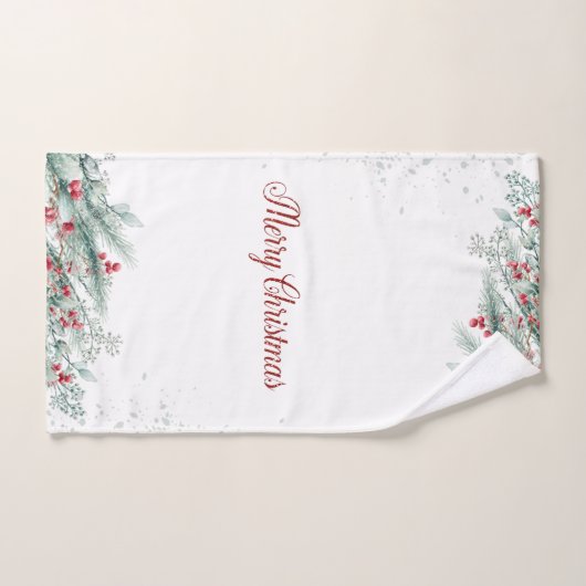 Branches de pins Baies rouges (Serviette à main)