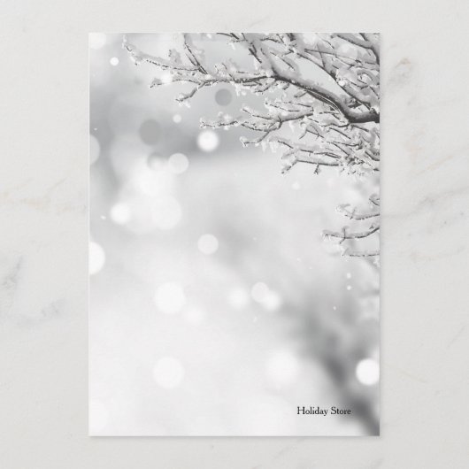 Branches d'hiver Dîner de Noël neige Menu (Dos)