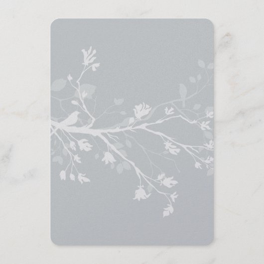 Branches d'oiseaux gris blanc Menu Mariage (Dos)