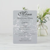 Branches d'oiseaux gris blanc Menu Mariage (Debout devant)