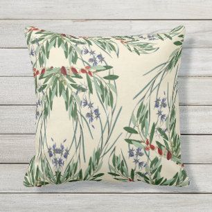 Branches d'olivier et coussin bleu 16x16 de