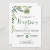 Branches d'olivier et invitation au baptême feuill (Devant / Derrière)