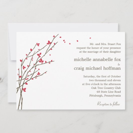 Branches en fleurs Faire-part de mariage - Cerise (Devant)