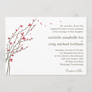 Branches en fleurs Faire-part de mariage - Cerise