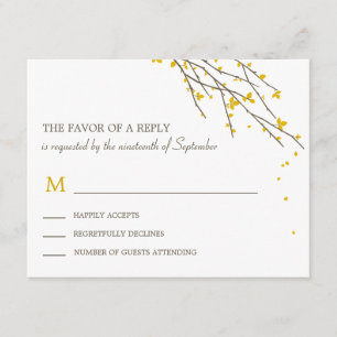 Branches en fleurs Mariage Carte RSVP - Mustard