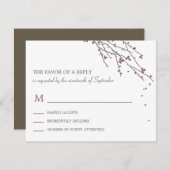 Branches en fleurs Mariage Carte RSVP - Plum (Devant / Derrière)