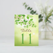 Branches feuilletées Mariage Numéro de table Carte (Debout devant)