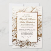 branches fleurie rustique invitations mariage blan (Devant)