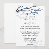 Branches Florales Bleues Invitations de mariage (Devant / Derrière)