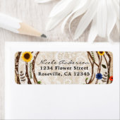 Branches florales Burlap & Étiquettes de adresse d (En situation)