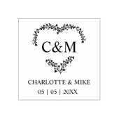 Branches Heart Wedding Monogram Rubberstempel (Afrduk)