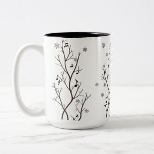 Branches musicales et flocons de neige Mug à deux 