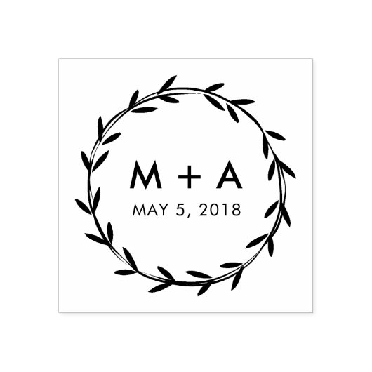 Branches Rustic Wedding Monogram Initials Rubberstempel (Afrduk)