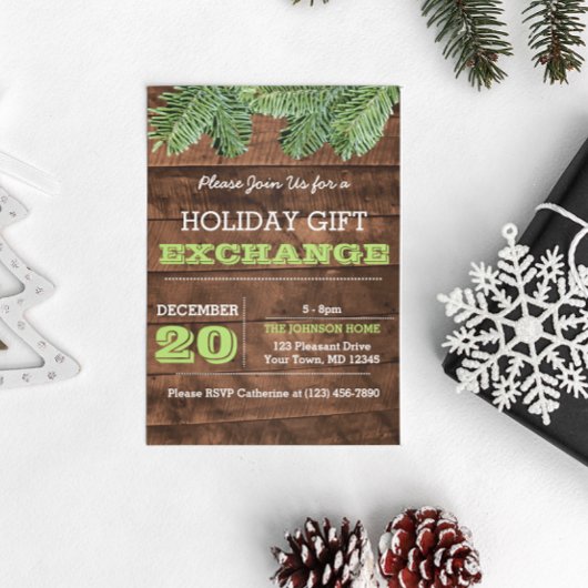 Branches rustiques de bois et de pin Invitation de