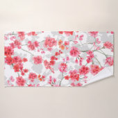 Branches van torenbloesems op witte en grijze rug badhanddoek (Badhanddoek)