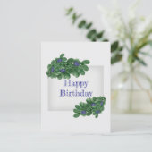 Branches vertes avec carte postale bleuets (Debout devant)